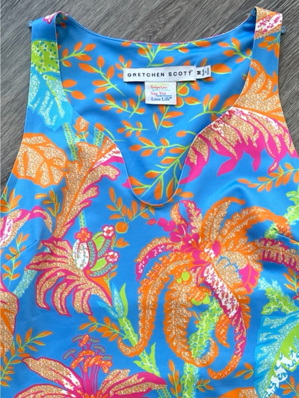 Gretchen Scott | Swerve Tropical Floral Dress Stretchy Resortwear Vacation Palms - Picture 5 of 5
